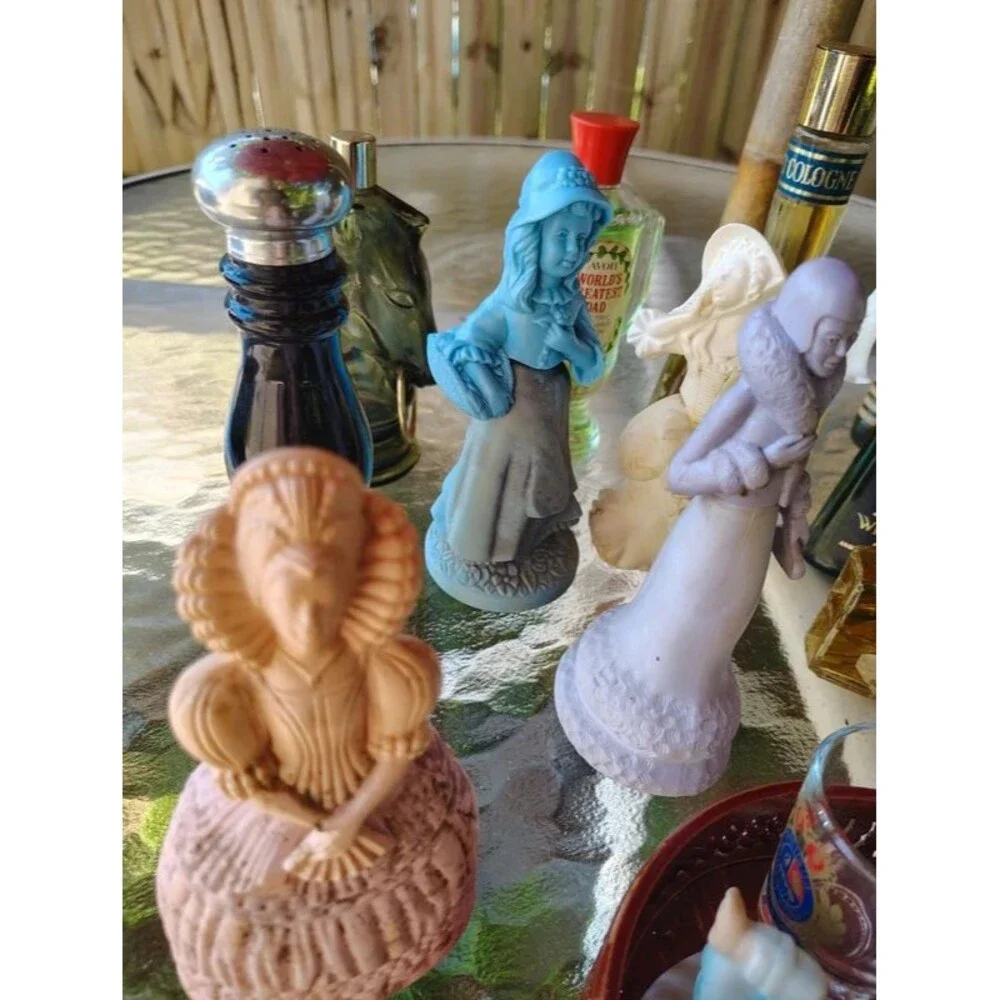 Avon Vintage 1970s Multicolor Glass Novelty Bottle Lot Bride Groom Stopper